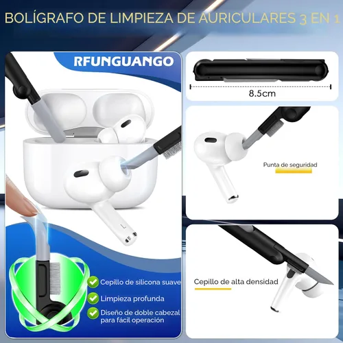 Miniatura 5 de RFUNGUANGO Funda protectora para AirPods Pro de 2ª generación con kit de limpieza, funda rígida militar con cerradura para funda de carga de AirPod