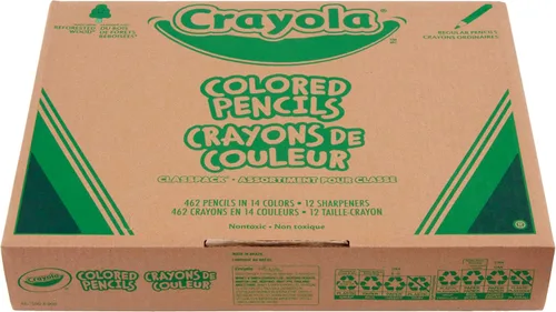 Crayola Paquete para clase con lápices de colores (462 unidades), lápices de colores a granel, 14 colores surtidos, artículos escolares para