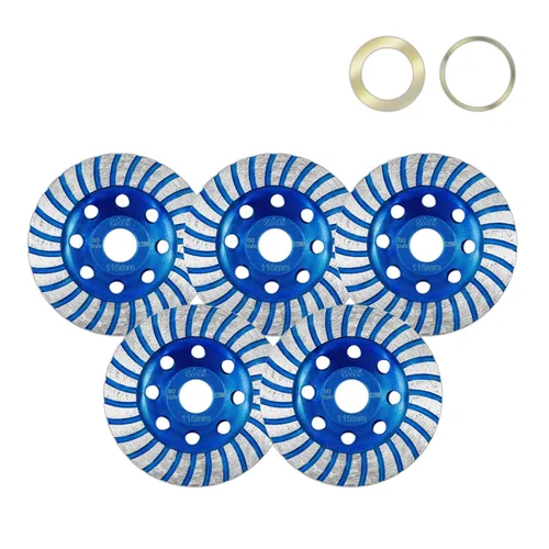 Miniatura 10 de SALI 5 piezas de muela de molienda de diamante para hormigón de 4 1/2 pulgadas para pulido y limpieza de superficies de piedra, cemento, mármol