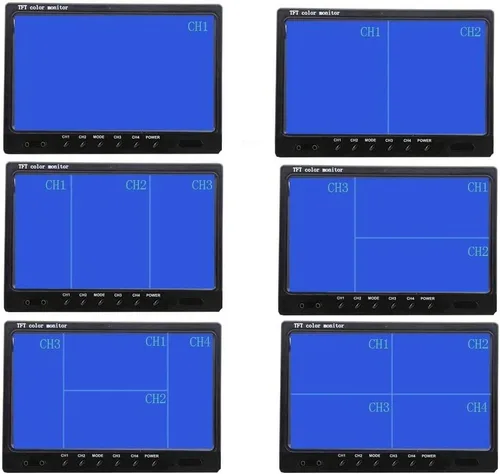 Miniatura 6 de Cámara de respaldo para vehículo, Camecho de 9 pulgadas, 4 monitores divididos + 4 cámaras con cámara de visión frontal y trasera, 18 IR de visión
