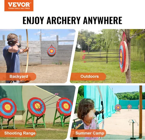 Miniatura 7 de VEVOR Straw Archery Targets, 20" Round Archery Target for Backyard, Traditional Solid Straw, Red