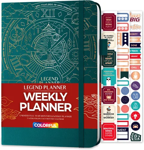Planificador Semanal Colorido Legend 2ª Edición – Agenda de vida y trabajo sin fecha para gestión del tiempo, establecimiento de objetivos, Lámina
