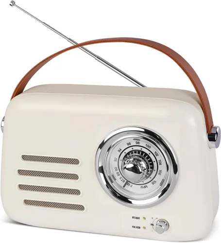 Altavoz Bluetooth vintage con radio FM, caja de auge inalámbrica portátil, más de 20 horas de duración de la batería, radio retro