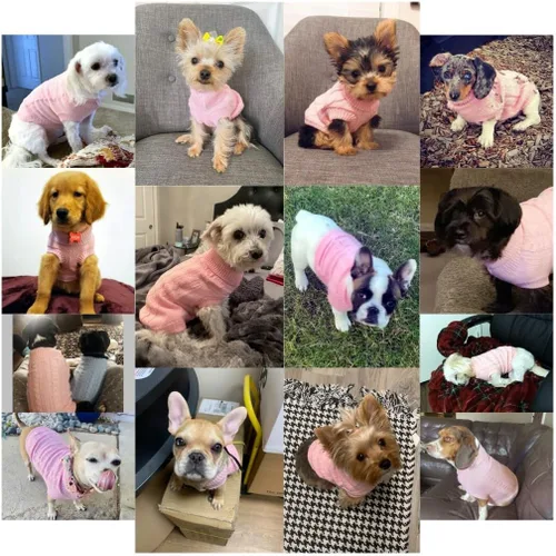 Miniatura 5 de Suéteres tejidos para perros pequeños, sudadera cálida para mascotas y gatos, ropa de invierno, suéter para gatitos y cachorros (X-Small, rosa)