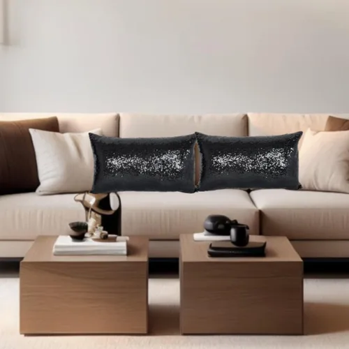 Miniatura 2 de ShinyBeauty Fundas de almohada negras de 12 x 20 pulgadas, juego de 2, funda de almohada rectangular, funda de almohada de lentejuelas de tela
