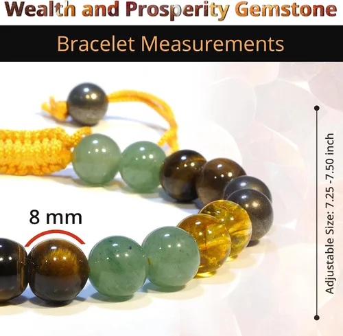 Miniatura 73 de Adjustable Crystal Bracelet – Gemstone Bead Bracelet with Adjustable Macrame String – Chic Gemstone Bracelet for Men and Women – 8mm Round Healing