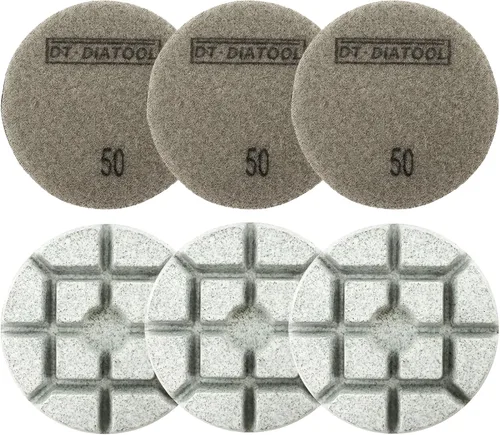 Miniatura 25 de DT-DIATOOL Almohadillas de pulido de diamante para piso, resina de terrazo, diámetro del suelo, grano de 4 pulgadas, 800 unidades, 6