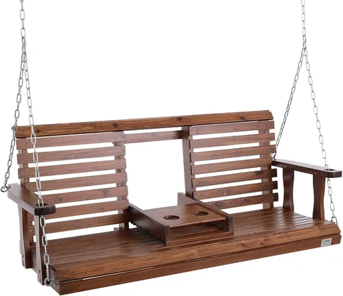 Miniatura 12 de VEVOR - Columpio de madera para exteriores, columpio de porche de 880 libras y 4.5 pies, banco silla colgante de alta resistencia para patio, jardín
