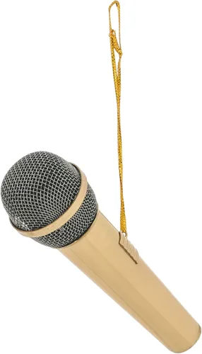 Miniatura 2 de Broadway Gifts Co - Micrófono de tono dorado pulido, adorno colgante de latón de 3 pulgadas, adorno de micrófono, regalos para músicos y cantantes