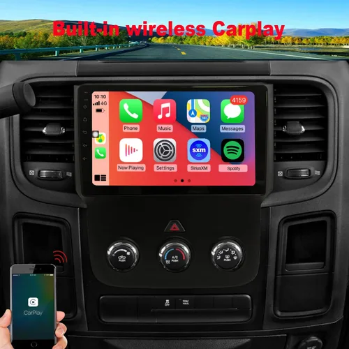 Miniatura 3 de Para Dodge RAM 1500 2500 3500 Actualización de radio 2013-2018 Manual AC Stereo Reemplazo 1280*720 Pantalla táctil Construido en Carplay inalámbrico
