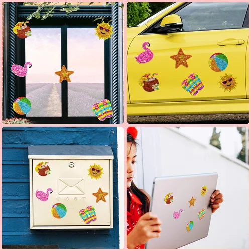Miniatura 4 de Mlife 6 imanes de arte de diamantes, kits de arte de diamantes para nevera para adultos, niños pequeños, pequeños kits de arte de diamantes