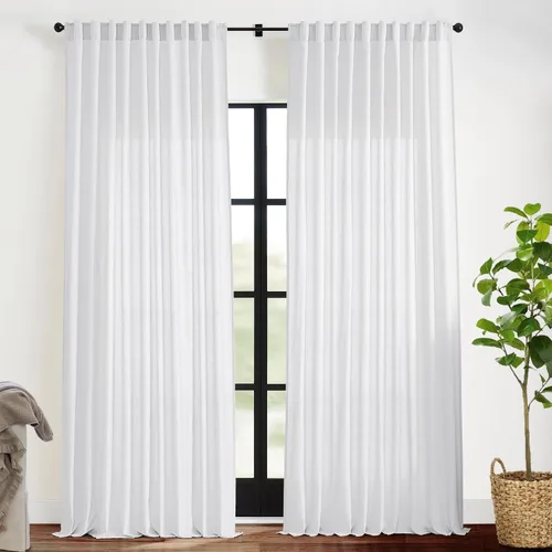 Miniatura 41 de XTMYI - Cortinas transparentes de 54 pulgadas de largo, juego de 2 paneles para baño, cortinas cortas de lino y algodón con semi privacidad