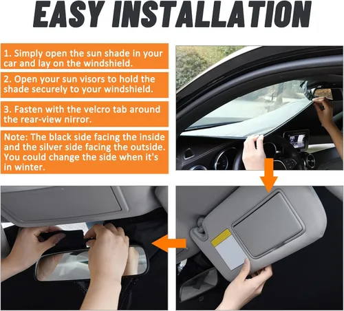 Miniatura 6 de D-Lumina - Parasol plegable para parabrisas para Dodge Ram 1500 2009-2018, protector de sol frontal que bloquea los rayos UV, accesorios para Plata
