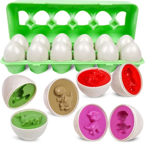 Huevos de dinosaurios, juguetes de huevos para niños pequeños, rompecabezas de huevos geométricos Montessori, juguete educativo temprano,