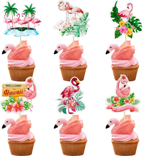 Miniatura 9 de Gyufise 10 piezas de plástico verde palmera cocos cupcakes toppers miniatura figuras de palmera decoraciones para pasteles para micro acuario