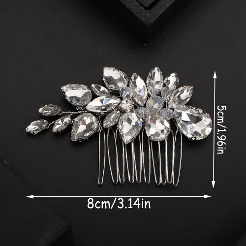 Miniatura 5 de Teyglen Peine de pelo de boda con diamantes de imitación en negro