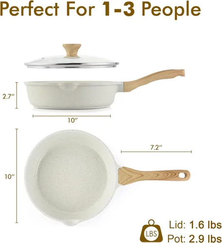 Miniatura 6 de SENSARTE Sartén antiadherente de cerámica para saltear de 10 pulgadas/3.5QT, sartén antiadherente para freír profundamente con tapa, olla jumbo