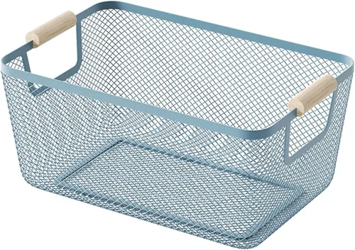 Miniatura 10 de AJIODA Cesta de acero de malla metálica, cesta organizadora de almacenamiento de alambre pequeña, cesta de cocina colgante multifunción con mango