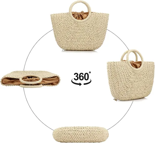 Miniatura 4 de Bolso de playa de verano para mujer, bolso de mano con asa superior, bolso de viaje de gran capacidad, bolso de mano tejido a mano, bolso grande