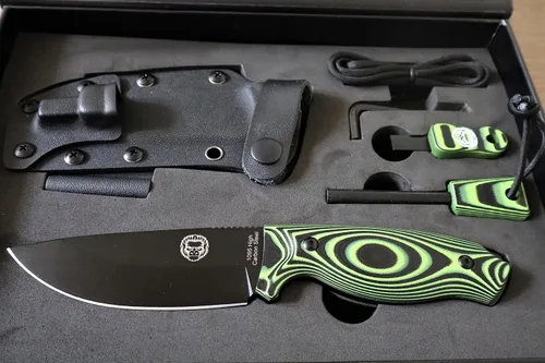 Miniatura 3 de Holtzman's Gorilla Survival Bloodline - Cuchillo de supervivencia de hoja fija de espiga completa con funda Kydex (verde) - Acero de alto carbono
