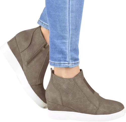Miniatura 7 de Athlefit - Zapatos deportivos de cuña de plataforma para mujer, con tacón oculto, botines de cuña oculta
