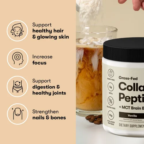 Miniatura 9 de Perfect Keto - Polvo de proteína de péptidos de colágeno con aceite MCT, colágeno hidrolizado, suplemento de tipo I y III, sin gluten, alimentado