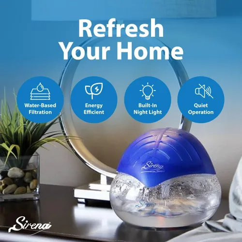 Miniatura 2 de Sirena Twister Purificador de Aire (Azul) - Lavador de Aire con Filtro de Agua Para Hogar y Oficina - Difusor de Aroma de Aceite Esencial Con Luz