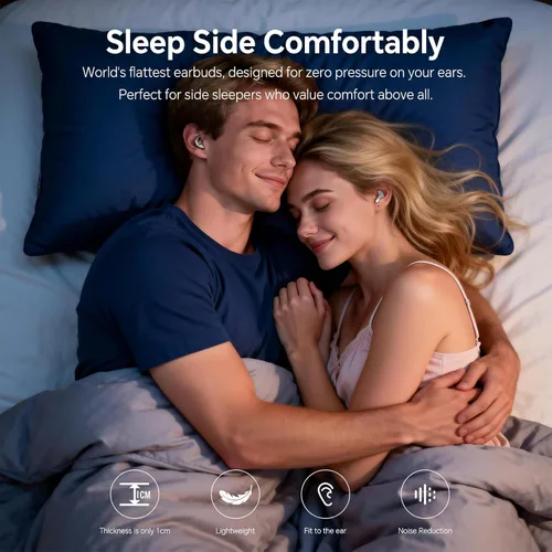 Miniatura 2 de Xmenha Auriculares Inalámbricos Planos Invisibles para Dormir IPX5 Impermeables Auriculares Delgados Invisibles para Dormir para Personas que