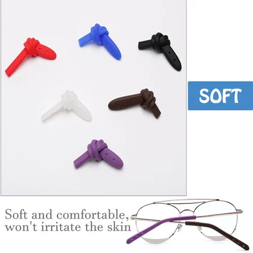 Miniatura 4 de Puntas de extremo de la patilla de las gafas, antideslizantes, de silicona suave, de repuesto, para patillas de metal fino, 8 pares