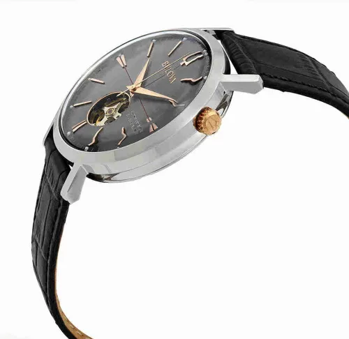 Miniatura 4 de Bulova Reloj analógico automático para hombre con correa de piel 98A187, negro, 1.614 in, correa, Negro -, Correa