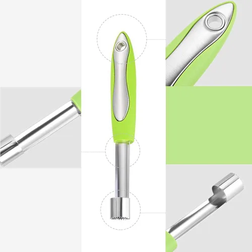 Miniatura 3 de Herramienta de extracción de descorazonador de pera de manzana de acero inoxidable con borde dentado afilado, herramienta removedor de núcleo
