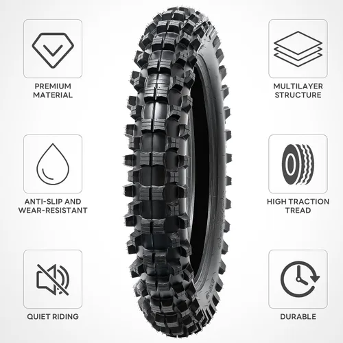 Miniatura 5 de 110/100-18 4PR TT 64M - Neumático delantero/trasero y tubo interior para motocross compatible con neumáticos de bicicleta todoterreno 110/100-18