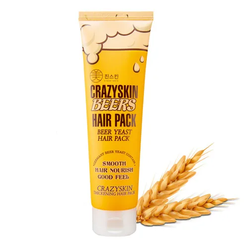 CRAZY SKIN Máscara de tratamiento capilar – Levadura de cerveza de pH 5.5, proteína, queratina, aceite de argán, colágeno – Repara el cabello seco,
