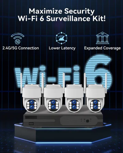 Miniatura 3 de Sistema de cámara de seguridad inalámbrica para exteriores: lente dual 6MP 10X Zoom híbrido Auto-Track PTZ 4PCS 4K 10CH DVR con 1TB HDD