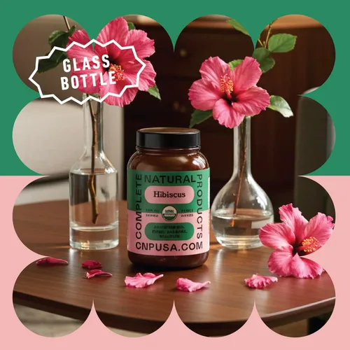 Miniatura 4 de Complete Natural Products Cápsulas de hibisco orgánico, 550 mg, 100 unidades, a base de plantas, polvo de flores orgánicas para apoyo antioxidante