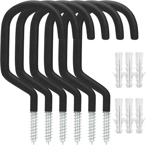 Miniatura 7 de Paquete de 16 ganchos de garaje resistentes de 4.5 pulgadas para almacenamiento de bicicletas, ganchos de techo de tornillo de montaje en pared
