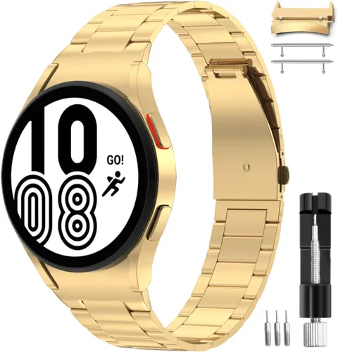 Miimall Correa de metal para Samsung Galaxy Watch FE/7/6/5/4, correa de acero inoxidable ultrafina sin huecos para Galaxy Watch 6/4 Classic, correa
