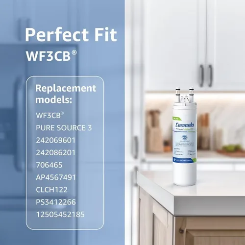 Miniatura 3 de WF3CB Filtro de agua de repuesto, Compatible con Frigidaire WF3CB, Pure Source 3, 706465, 242069601, 242086201, 242017800, WF425, Altura 9 pulgadas
