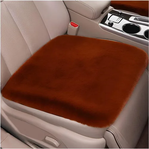 Miniatura 11 de Paquete de 2 cojines para asiento delantero de automóvil, funda suave y cálida de piel sintética de conejo para asiento de automóvil, almohadilla