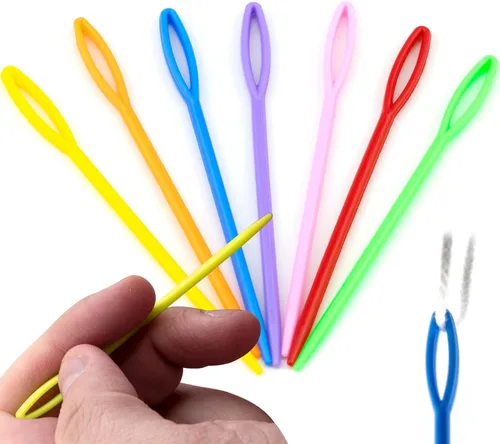 300 agujas de coser de plástico de 3.5 pulgadas, 3.5 in de longitud, agujas de coser romas de ojo grande, agujas de aprendizaje para manualidades,