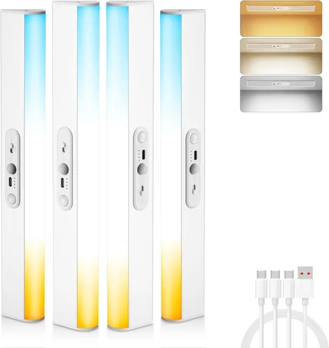 Miniatura 14 de Luces debajo del gabinete con control remoto, luces de clóset magnéticas y regulables, luz de tienda LED inalámbrica recargable por USB, luces