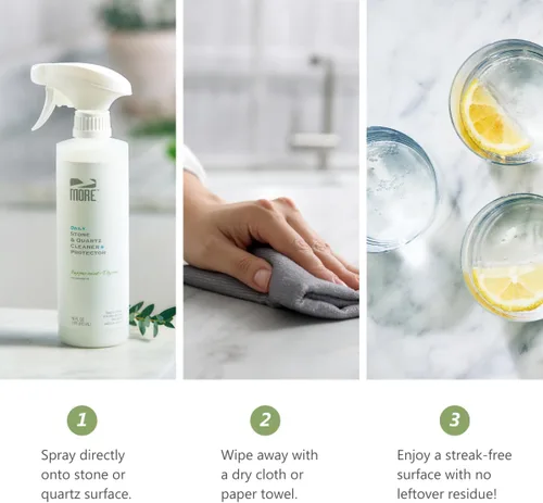 Miniatura 5 de Limpiador y Protector de Piedra y Cuarzo MORE - Fórmula a Base de Agua para Superficies de Piedra Natural y Cuarzo (Pinta 16 oz - Paquete Doble)