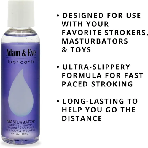 Miniatura 5 de Adam & Eve Lubricante masturbador, lubricante personal a base de agua ultra resbaladizo para hombres, lubricante de larga duración para caricias