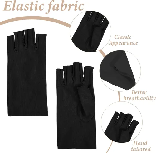 Miniatura 3 de 2 pares de guantes de protección UV para mujer, guantes de protección solar, guantes de verano sin dedos para deportes al aire libre manicura de gel