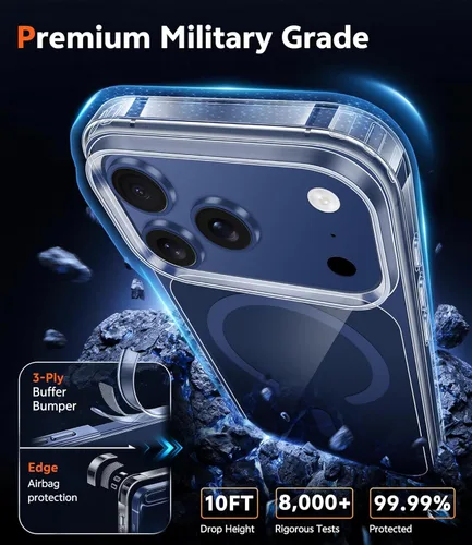 Miniatura 1604 de FNTCASE Funda para iPhone 13 Pro-Max: Fundas magnéticas transparentes compatibles con Magsafe Slim anti amarillamiento protección contra caídas