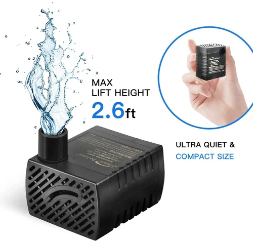 Miniatura 2 de Simple Deluxe Bomba de mesa de agua de 80 GPH con entrada ajustable para pecera, hidroponía, acuaponía, fuentes, estanques, estatuas, acuarios