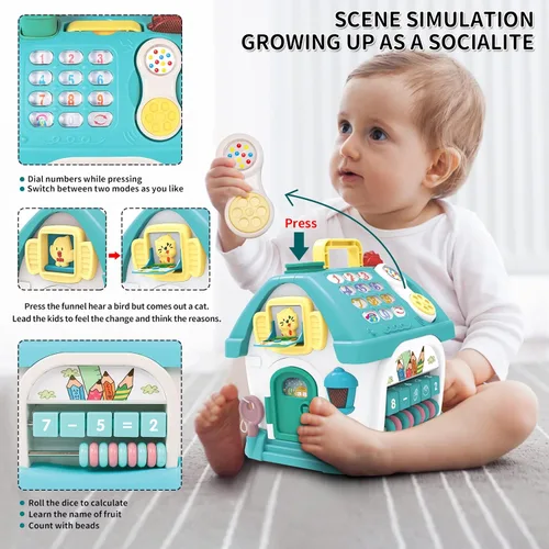 Miniatura 6 de Ming You Juguetes para niños de 1 año, 8 en 1 funcional casa musical juguetes educativos para bebés de 12 a 18 meses, juguete Montessori para niños