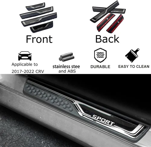 Miniatura 3 de Protector de entrada de puerta de automóvil, para Honda CR-V CRV 2017-2022, 4 unidades, acero inoxidable con ABS cubierta protectora para umbral