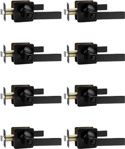 Miniatura 13 de Mengico Paquete de 1 manija de puerta de paso interior negro mate, mango resistente sin bloqueo para puertas de armario y pasillo, reversible