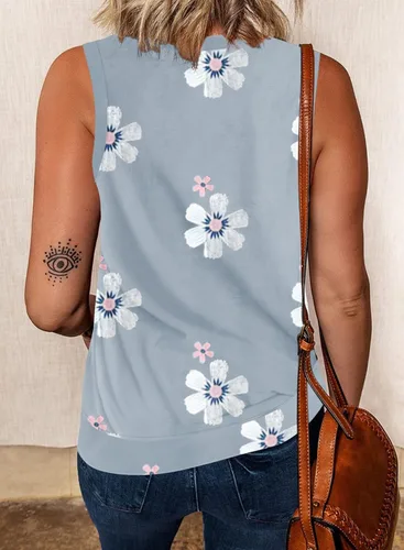 Miniatura 3 de Ecrocoo Blusa casual de verano con cuello redondo y bloques de color para mujer